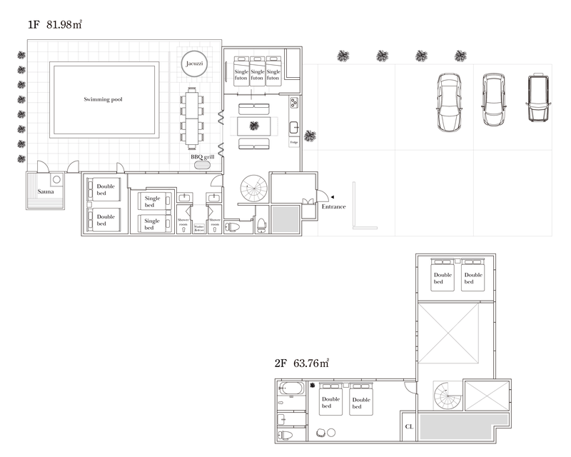 LAKE SAUNA RESORT POOL VILLA 莉 -REI- 間取り図